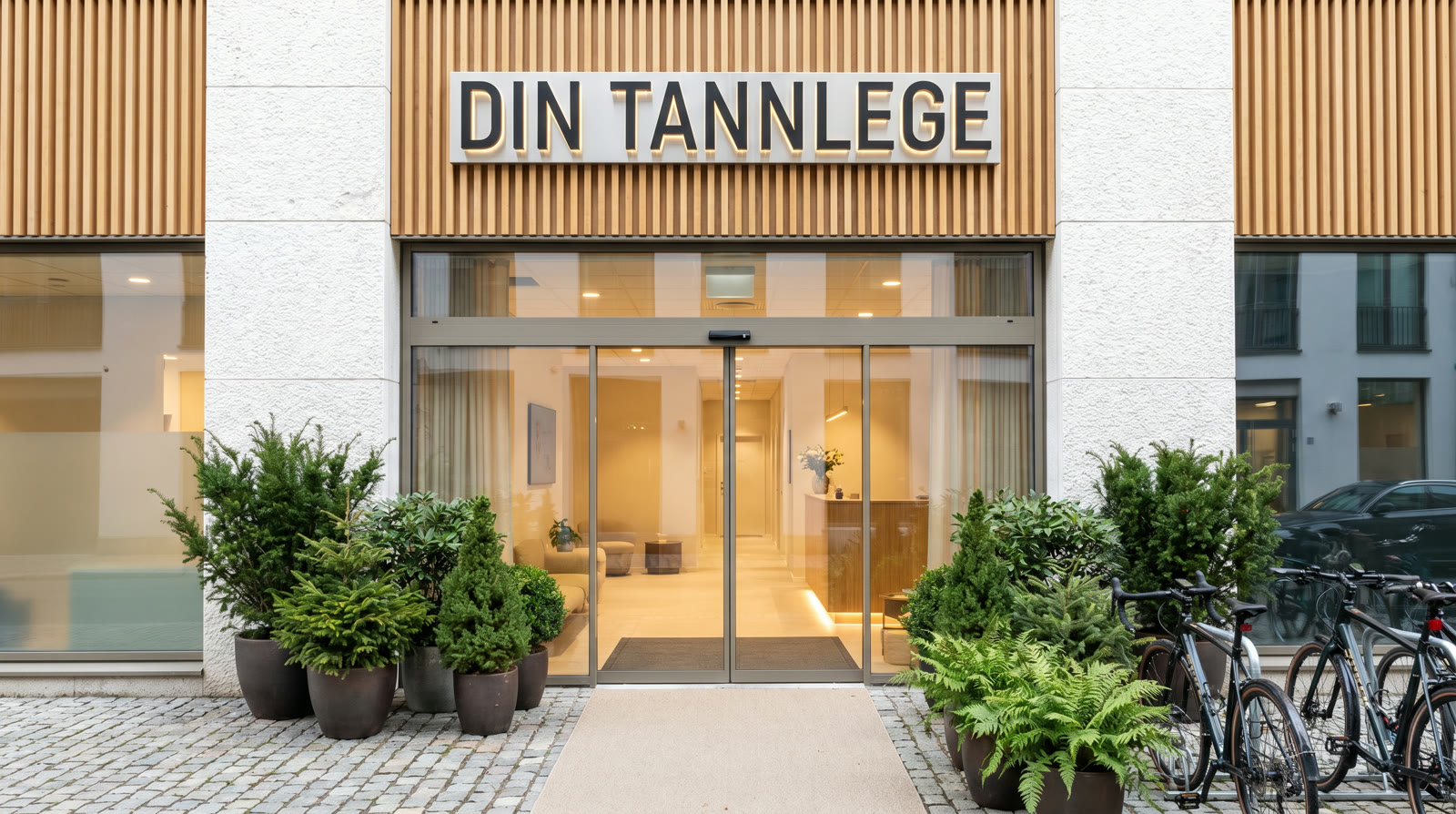 Inngangspartiet til klinikken Din Tannlege