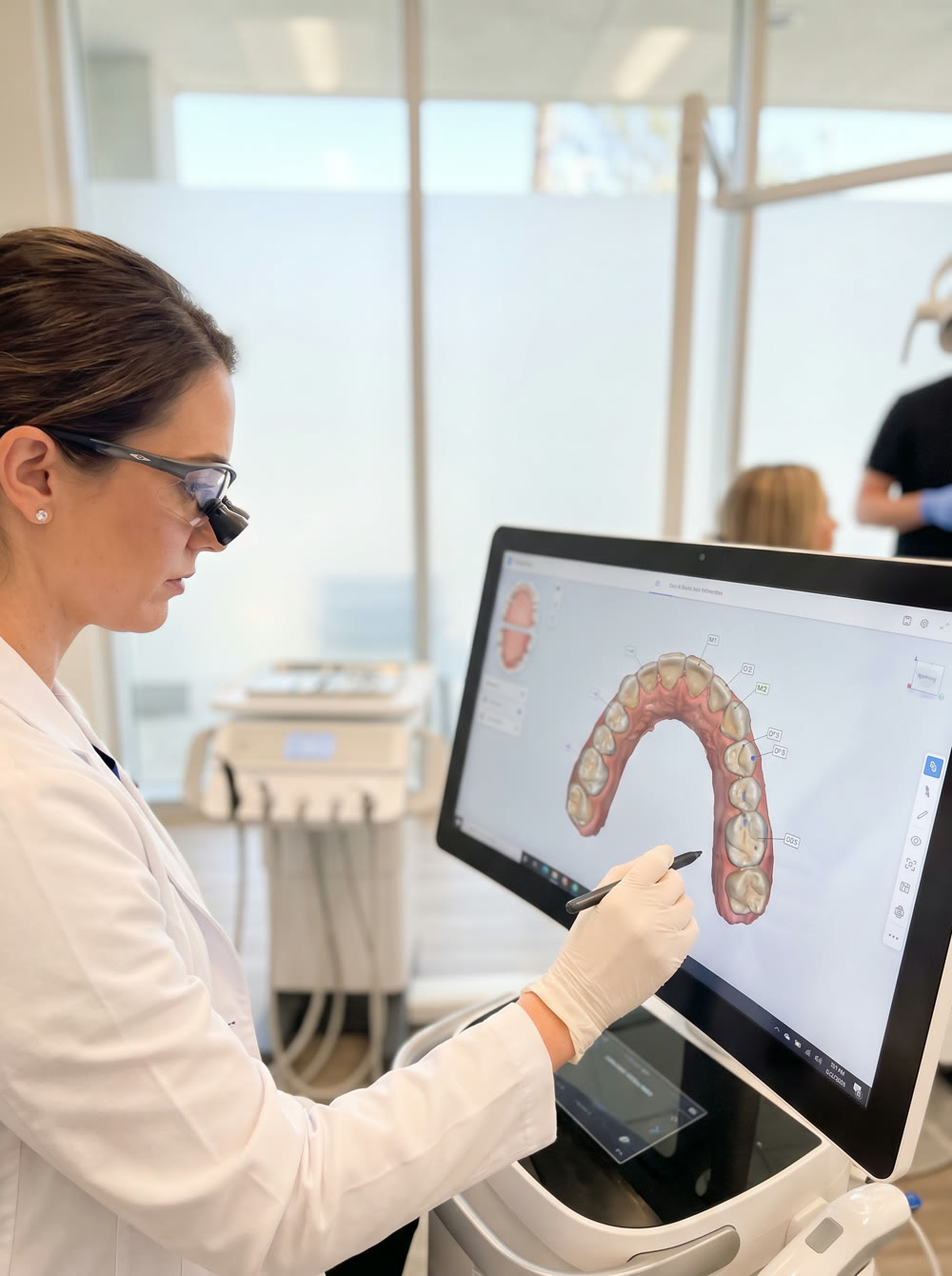 Tannlege som planlegger digitalt med 3D-skann